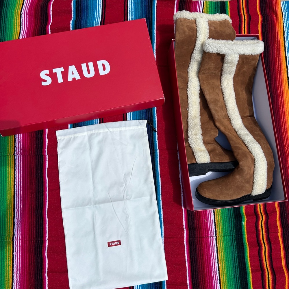 Staud Rowan Overknee Shearling Boot